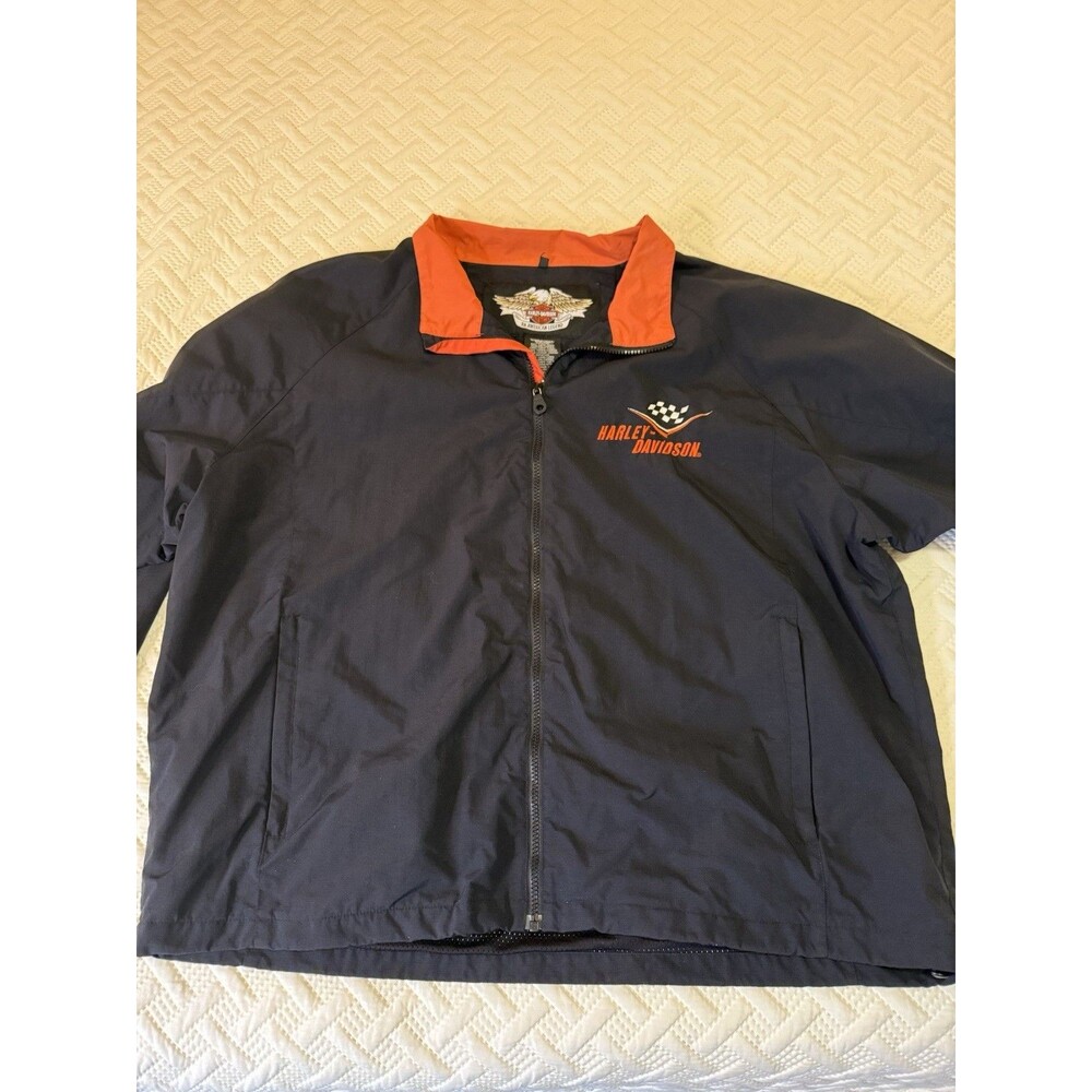 Harley Davidson Nylon Motorcycle Jacket 2XL Windbreaker Mock Neck 97522-05VM